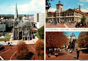 New Zealand Christchurch Cathedral and Square Post Office and Godley Statue