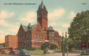 Vintage Postcard 1930's City Hall Building Williamsport Pennsylvania Structure