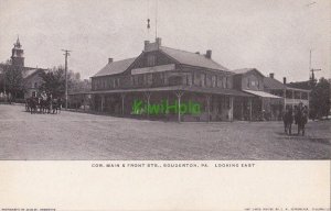 Postcard Cor Main + Front Streets Souderton PA Looking East