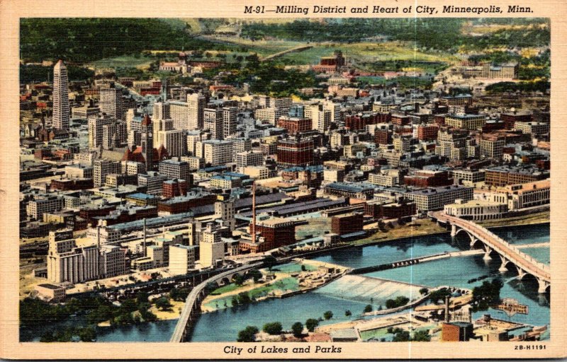 Minnesota Minneapolis Milling District and Heart Of The City 1944 Curteich