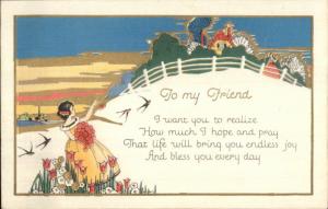 TO MY FRIEND - Art Deco Arts & Crafts c1910 Postcard