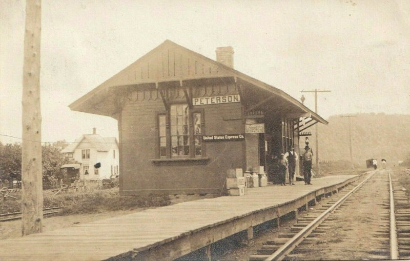 1908 Kruxo RPPC Peterson Minnesota Tren Plataforma - Sur Mn Ferrocarril Ex Cond