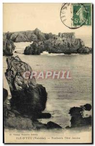 Old Postcard Ile D & # 39Yeu Rocks Tete Jaune