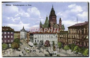 Old Postcard Mainz Gutenbergplatz u Dom