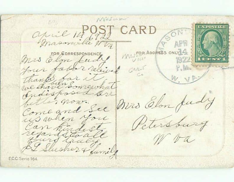 Pre-Linen easter CHICKENS WITH CHICKS IN BARNYARD k2554