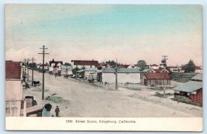 KINGSBURG, CA California ~ Hand Colored STREET SCENE1913 Fresno County Postcard