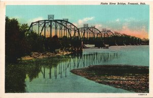 VINTAGE POSTCARD PLATTE RIVER BRIDGE FREMONT NEBRASKA