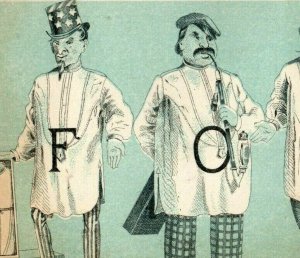 1870's-80's Jordan & Robinson FOLS Shirt Uncle Sam Man Big Smoking Pipe P192