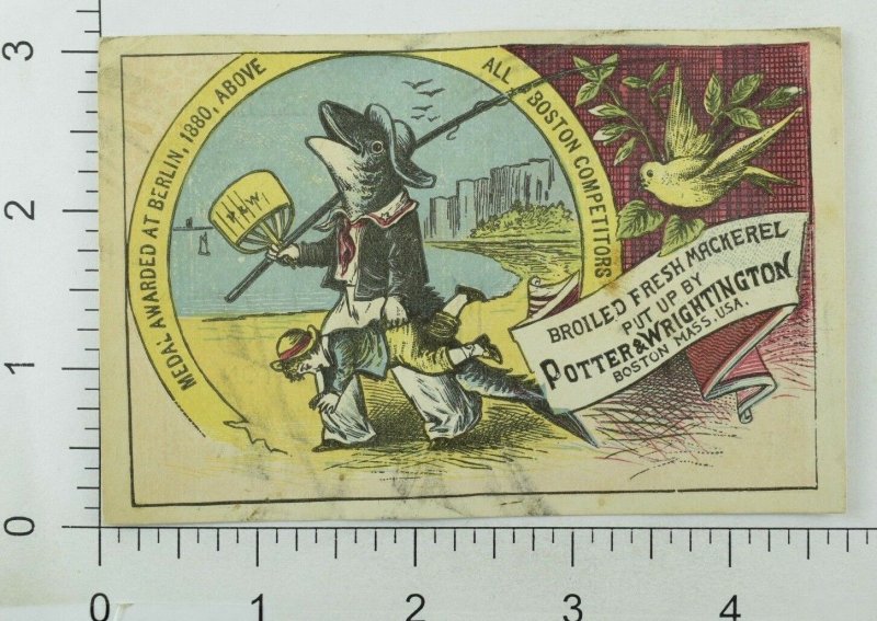 1880's Potter & Wrightington Fresh Mackerel Victorian Trade Card #2 P30