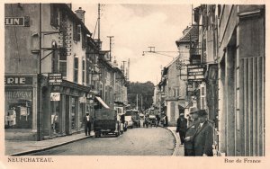 Vintage Postcard Neufchateau Rue De France Shopping District Street View