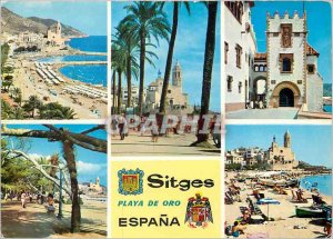 Postcard Modern Sitges golden beach