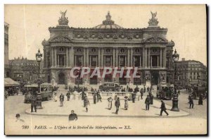 Old Postcard The Paris Opera and the Metropolitan Metro Station