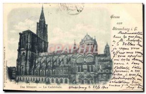 Postcard Old Strasbourg La Cathedrale 1900 Map