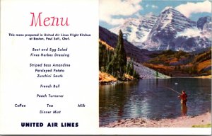 Postcard Menu United Air Lines Route of the Mainliners