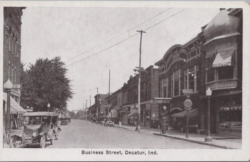 Postcard Business Street Decatur IN