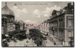 Belgie Belgium Liege Old Postcard Square walking (steps and City Hall)