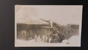 Mint Real Picture Postcard RPPC US Army Coastal Artillery Big Gun Firing WW1