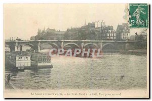 Old Postcard The Seine through Paris Pont Neuf in Cite downstream outlet View