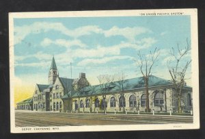 CHEYENNE WYOMING RAILROAD DEPOT TRAIN STATION VINTAGE POSTCARD