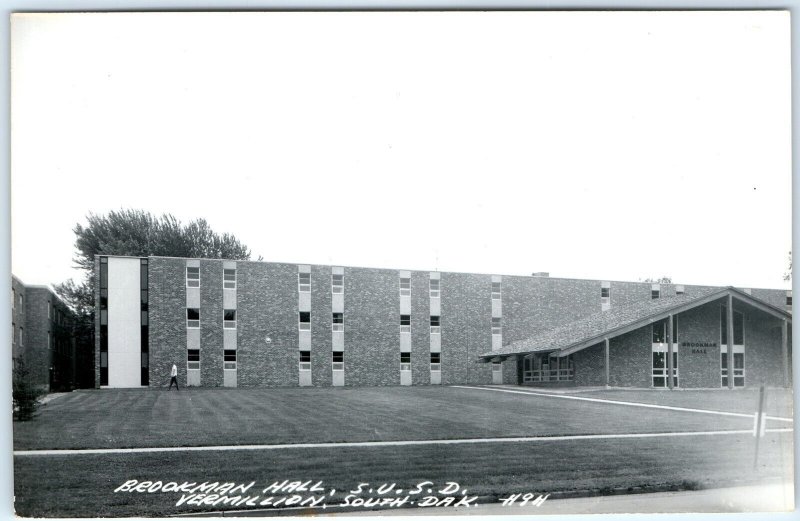 c1950s Vermillion, SD RPPC Brookman Hall University SUSD College Real Photo A113