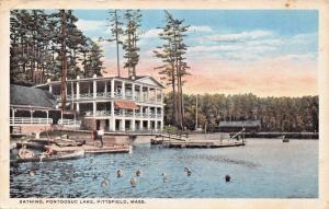 PITTSFIELD MASSACHUSETTS~PONTOOSUC LAKE-BATHING-CHAS W HUGHES POSTCARD 1917 PMK