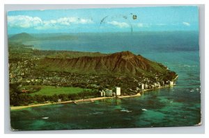 Vintage 1977 Postcard Aerial View of Diamond Head Kapiolani Park Honolulu Hawaii