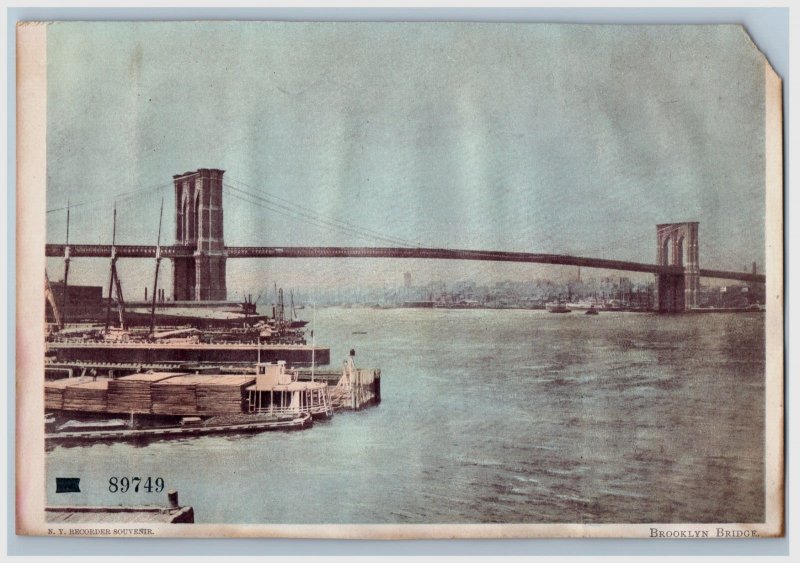 1880s-90s NY Recorder Souvenir Card Insert Brooklyn Bridge #6S