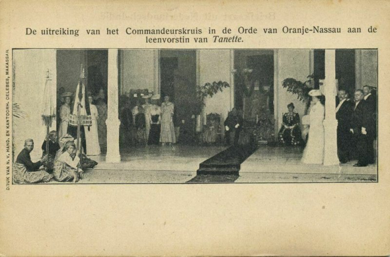 indonesia, CELEBES, Queen Tanette Bone receives Dutch Decoration (1905) Postcard 