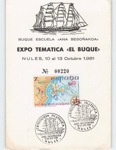 Postcard Buque Escuela Ana Begonakoa Expo Tematica El Buque Nules Spain