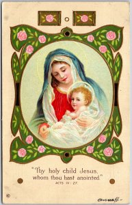 Thy Holy Child Jesus Whom Thou Hast Anointed Christmas Greetings Postcard