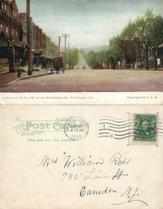 WILMINGTON DE 4th & WASHINGTON STREET 1908 UNDIVIDED ANTIQUE POSTCARD