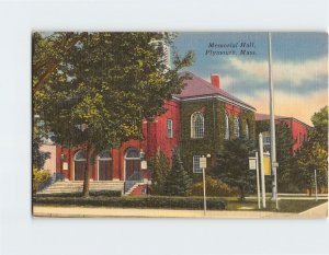 Postcard - Memorial Hall - Plymouth, Massachusetts