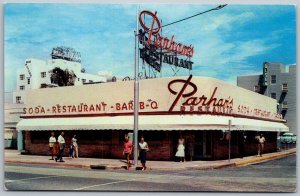 Miami Beach Florida 1950s Postcard Parham's Restaurant Soda Bar-B-Q