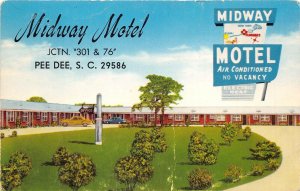 Pee Dee South Carolina 1957 Postcard Midway Motel near Florence