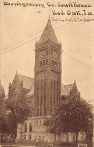 Red Oak Iowa Montgomery Court House Street View Antique Postcard K33551