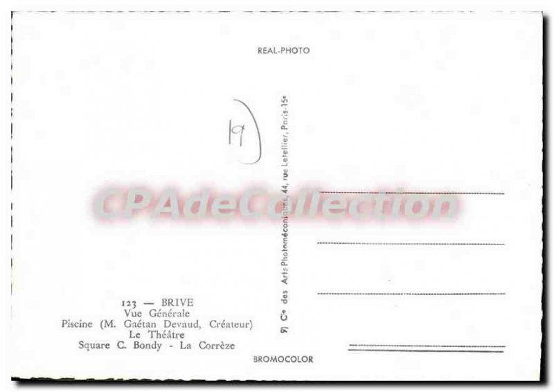 Modern Postcard Brive Vue Generale pool Gaetan Devaud Creator