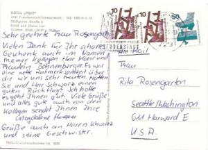 Germany 1975.  Hotel sign, flowers - Stuttgart