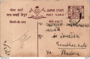 Jaipur Postal Stationery to Sambhar Lake Phulera