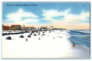 1909 View Of Beach And Cars At Daytona Beach Florida FL Posted Antique Postcard