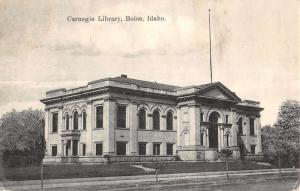Boise Idaho Carnegie Library Exterior Street View Antique Postcard K23585