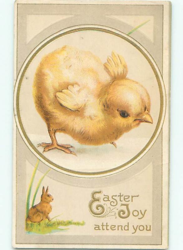 Pre-Linen Easter BUNNY RABBIT UNDER BIG PUFFY FLUFFY CUTE CHICK AB3967