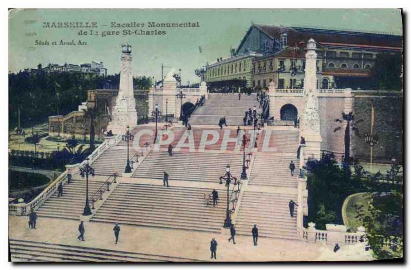 CPA Marseille Escaller Monumental de la gare St Charles