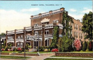 Talladega, AL Alabama   PUREFOY HOTEL   ca1940's Kropp Linen Postcard