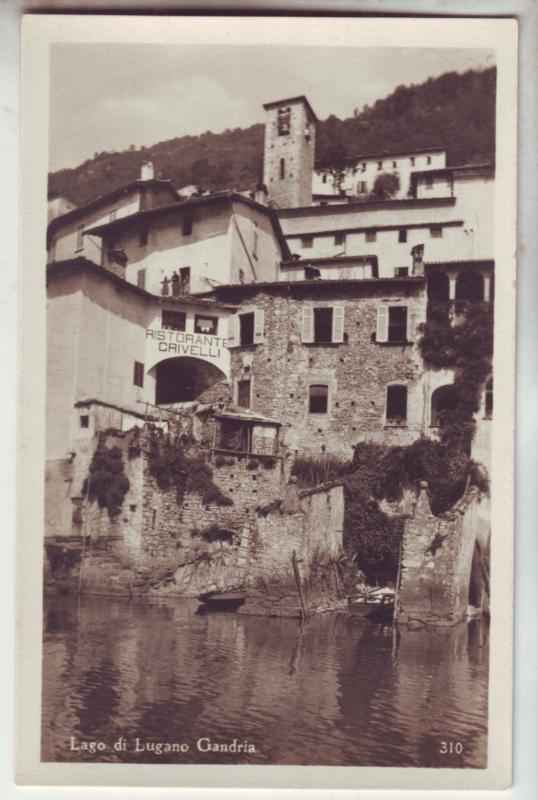 P1179  old card unused lago di lungano gandria-ristorante crivelli , italy