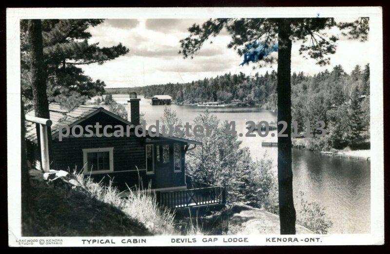 h3938 - KENORA Ontario 1941 Devils Gap Lodge. Real Photo Postcard