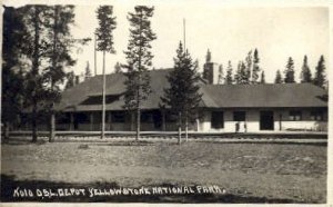 Real Photo - OSL Depot, Yellow Stone National Park, USA Train Railroad Statio...