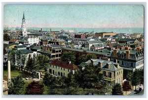 c1920's Glimpse Of Charleston St. Michaels Church Tower Charleston SC Postcard
