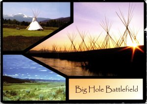 Nez Perce Tepee Frames Big Hole Battlefield  Montana POSTCARD