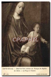 Old Postcard David detail outside Triptypque Component of the Baptism of Chri...