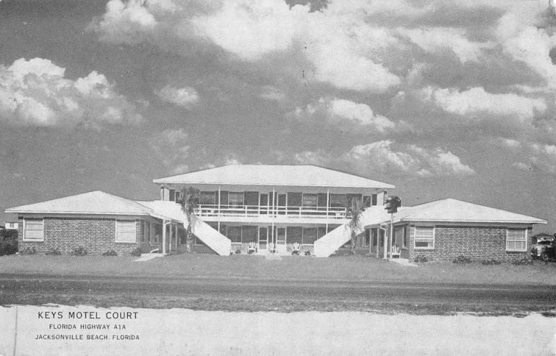 Jacksonville Beach Florida Keys Motel Court Antique Postcard K107191